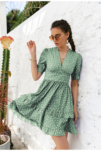 Vintage Polka Dot Green Dress