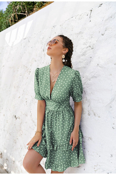 Vintage Polka Dot Green Dress