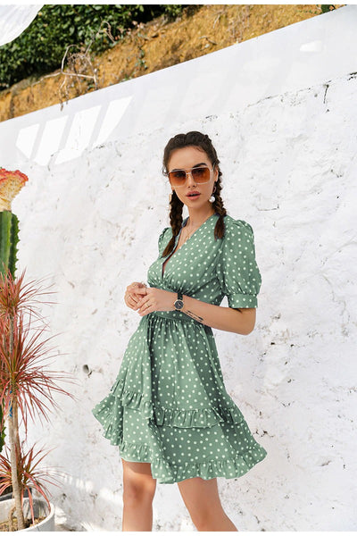 Vintage Polka Dot Green Dress