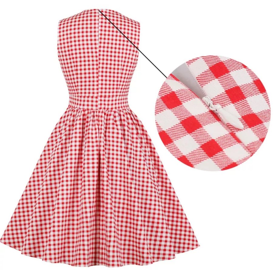 Vintage Gingham Dress Pockets