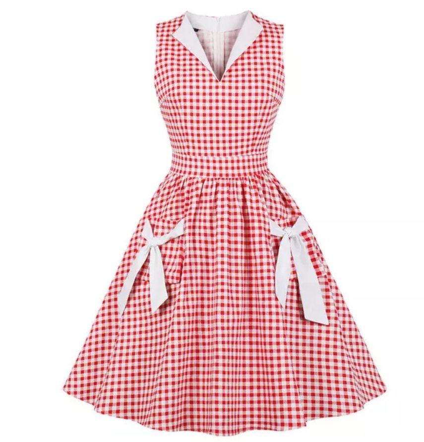 Vintage Gingham Dress Pockets