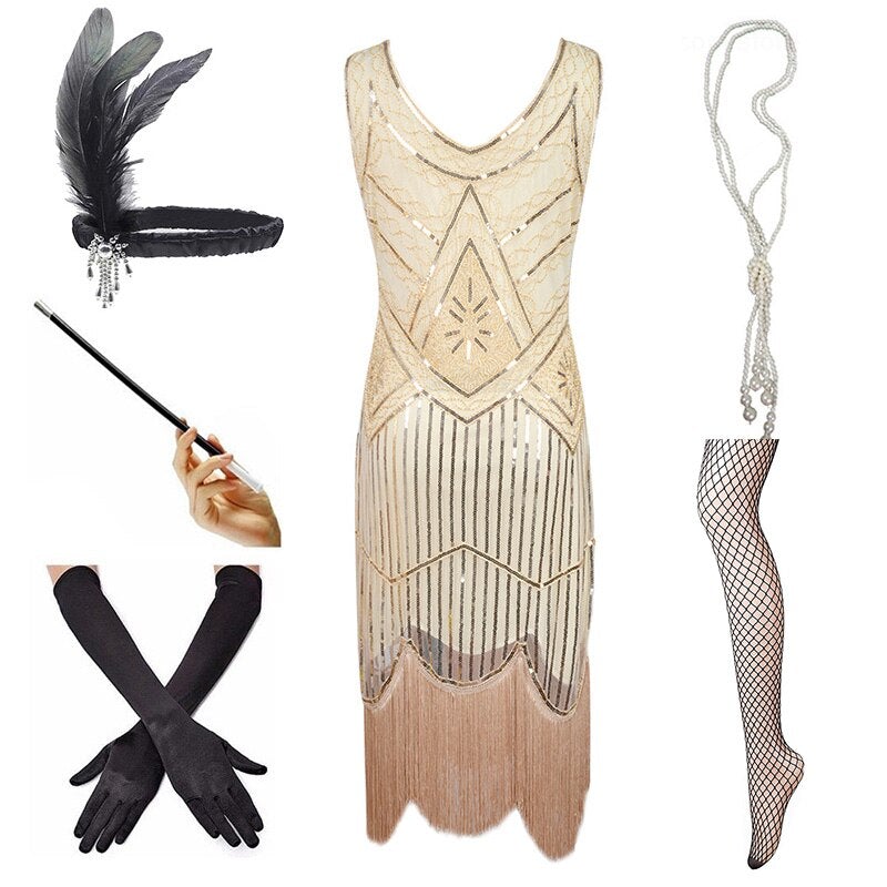 Vintage Dress 1920 Beige