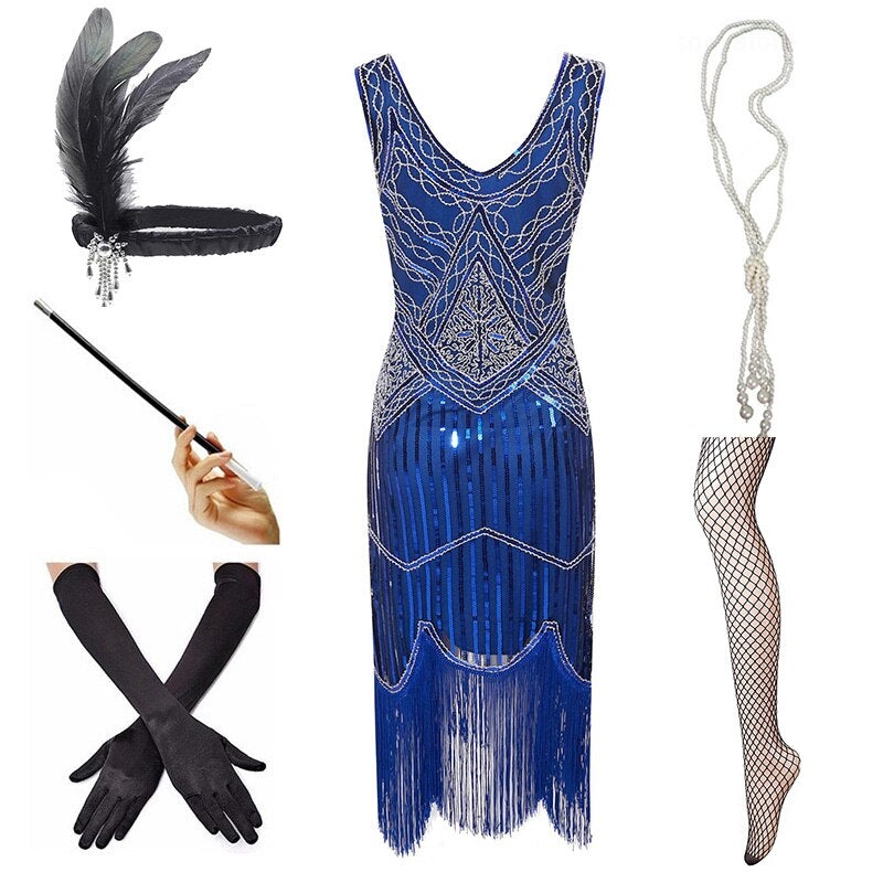 Vintage Dress 1920 Blue