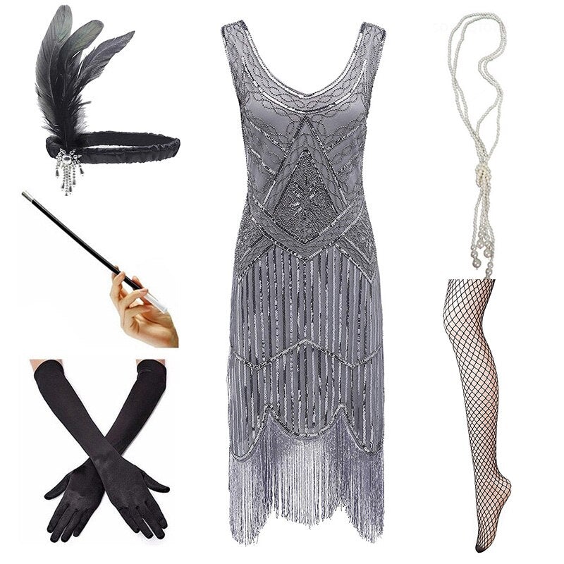 Vintage Dress 1920 Gray