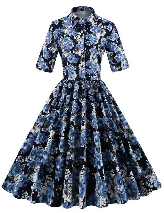 Vintage 1950 Dress Blue