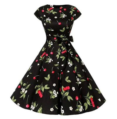 Vintage 1950s Dress Black Cherries