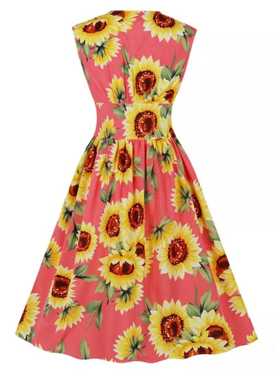 Vintage 1950 Pink Flowers Dress
