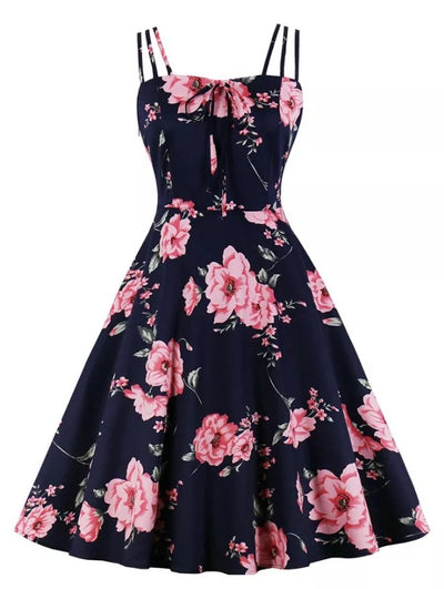 Vintage 1950s Red Roses Dress