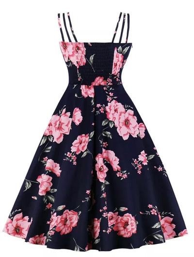 Vintage 1950s Red Roses Dress