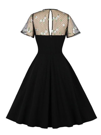 Black Plus Size 50s Vintage Dress