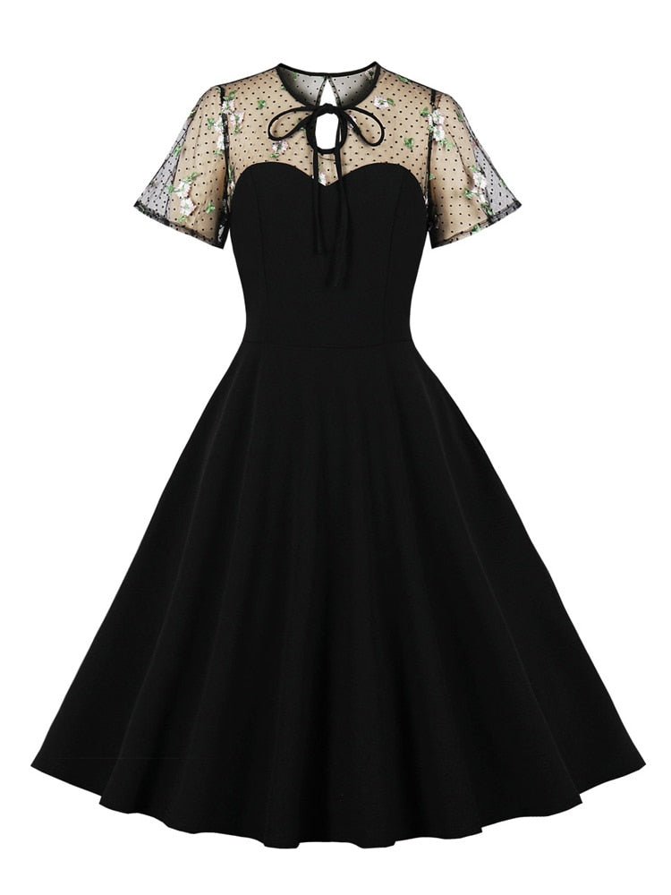 Black Plus Size 50s Vintage Dress