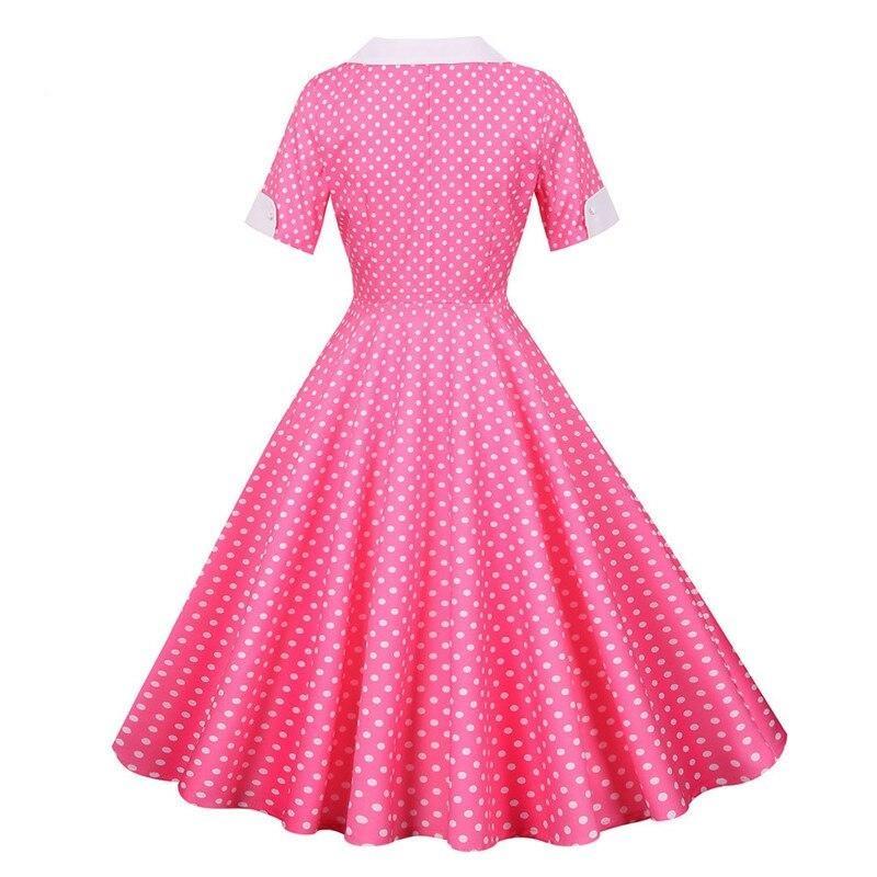 Vintage 50s Pink Polka Dot Dress