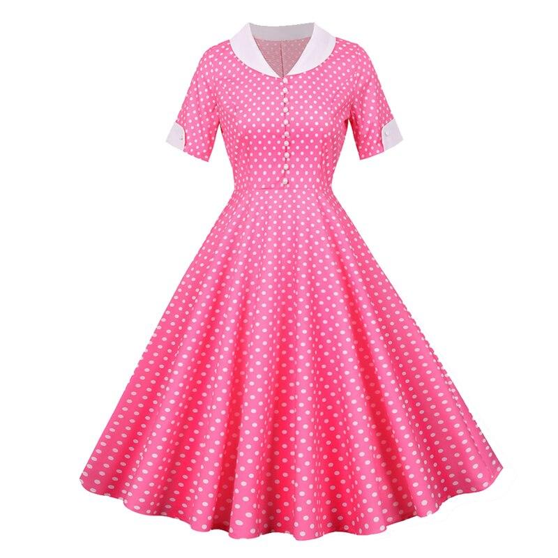 Vintage 50s Pink Polka Dot Dress
