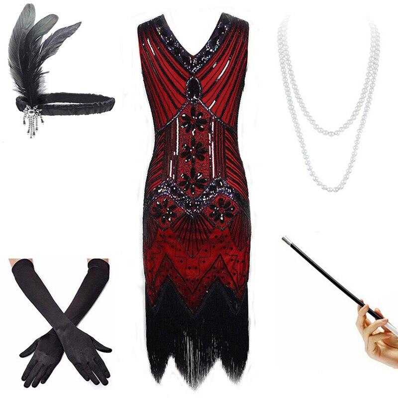 20s Vintage Dress Red