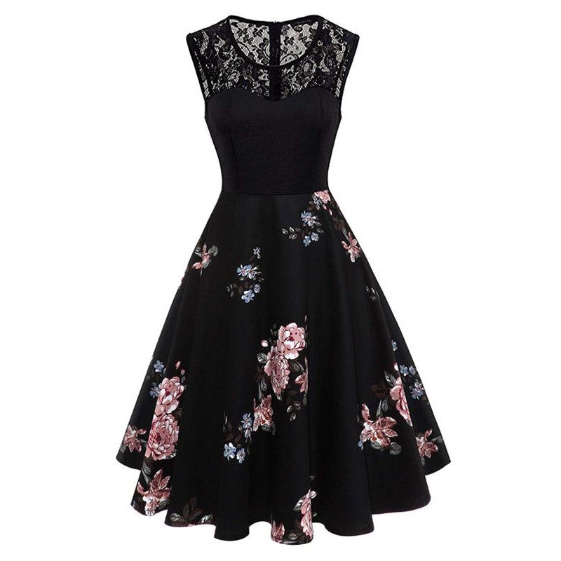 Plus Size 1950s Vintage Dress Black