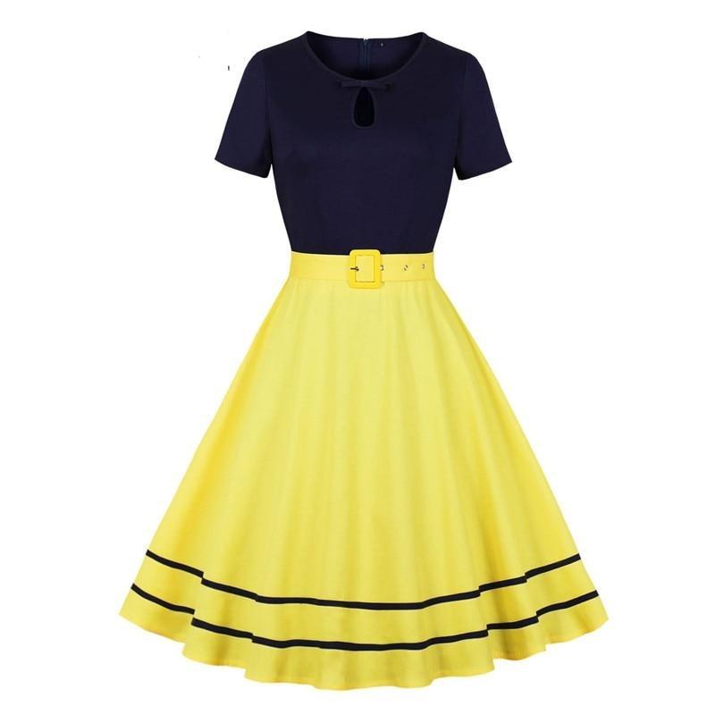 Navy And Yellow 50s Vintage Dress