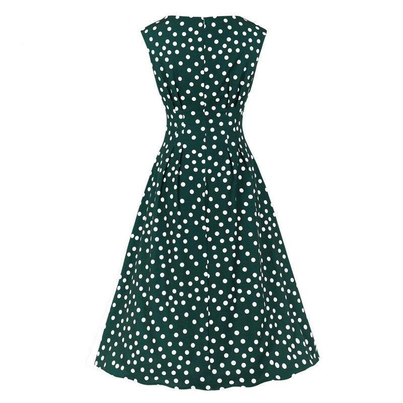Vintage 1950s Green White Polka Dot Dress