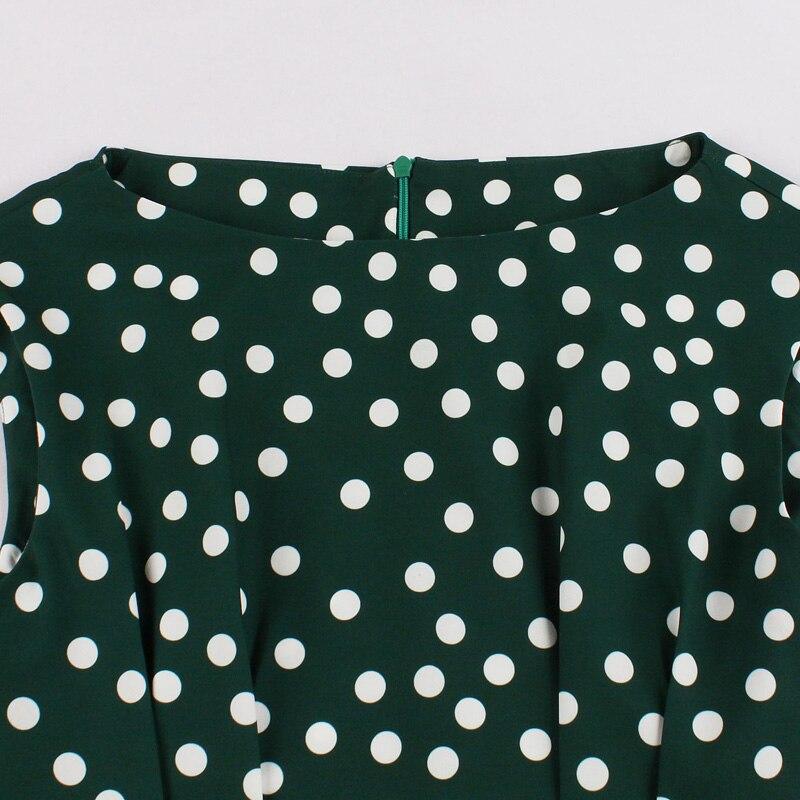 Vintage 1950s Green White Polka Dot Dress