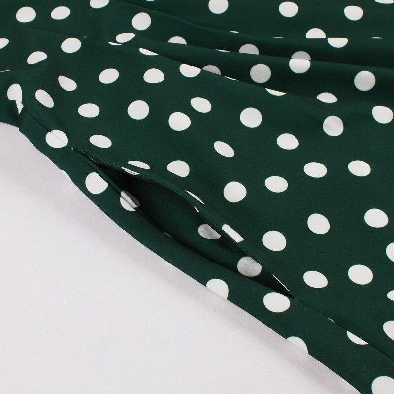 Vintage 1950s Green White Polka Dot Dress