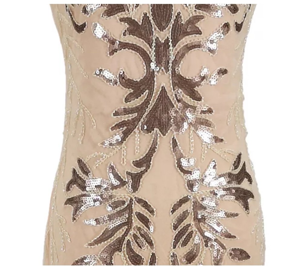 Vintage 1920s Art Deco Beige Dress