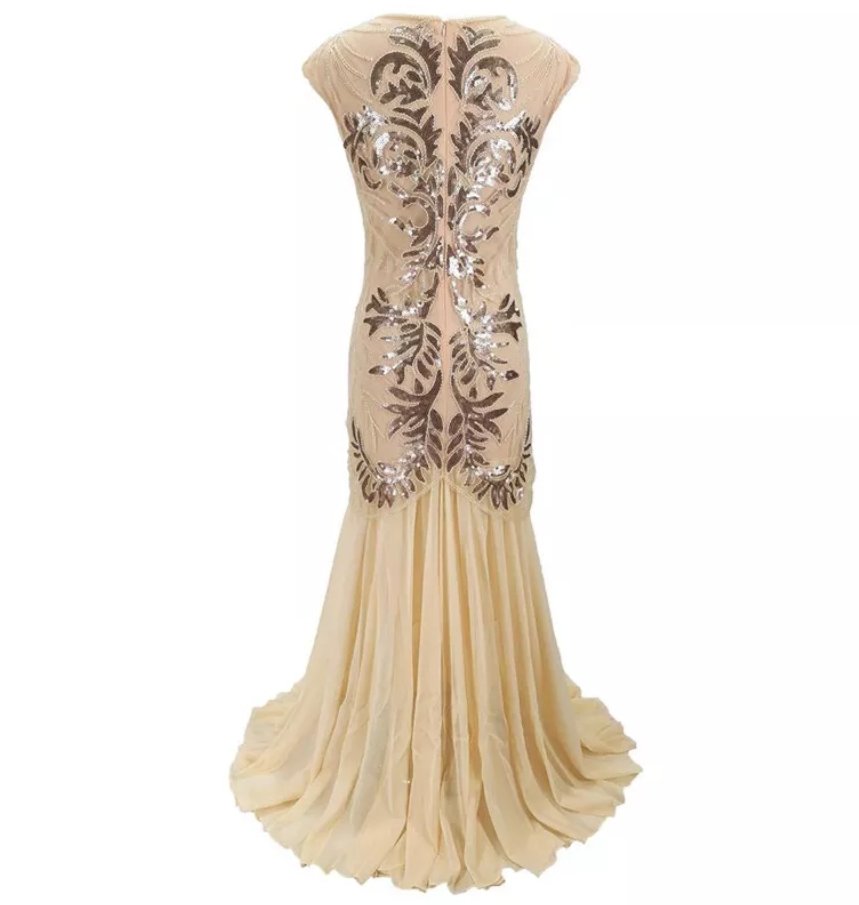 Vintage 1920s Art Deco Beige Dress