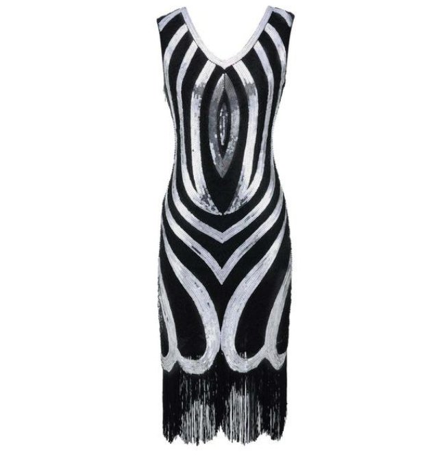 Black Beading 1920s Vintage Dress