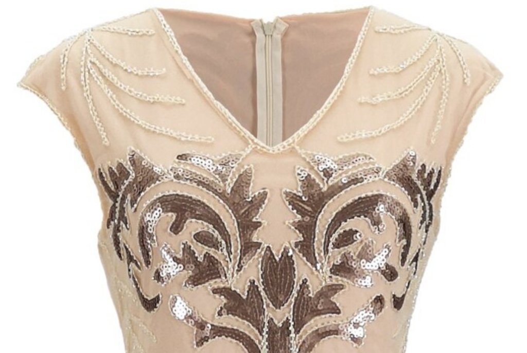 Vintage 1920s Retro Dress Beige