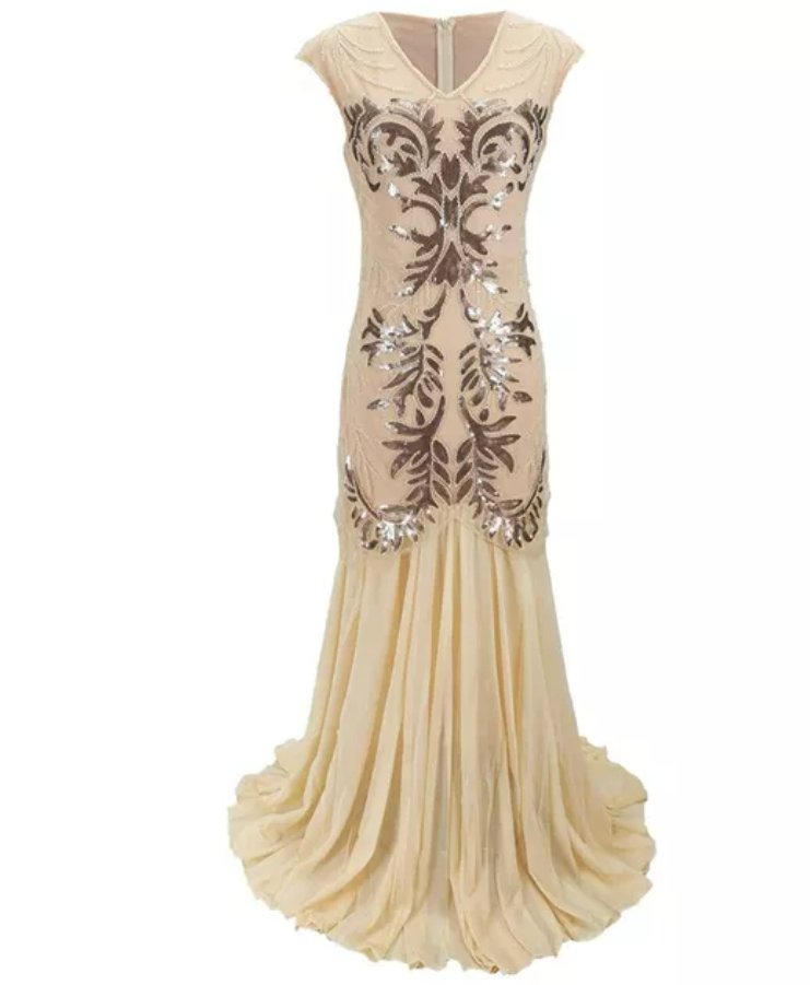 Vintage 1920s Retro Dress Beige
