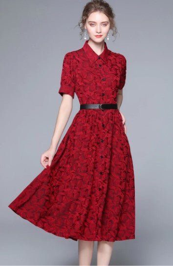 Vintage 1940s Designer Dress Red