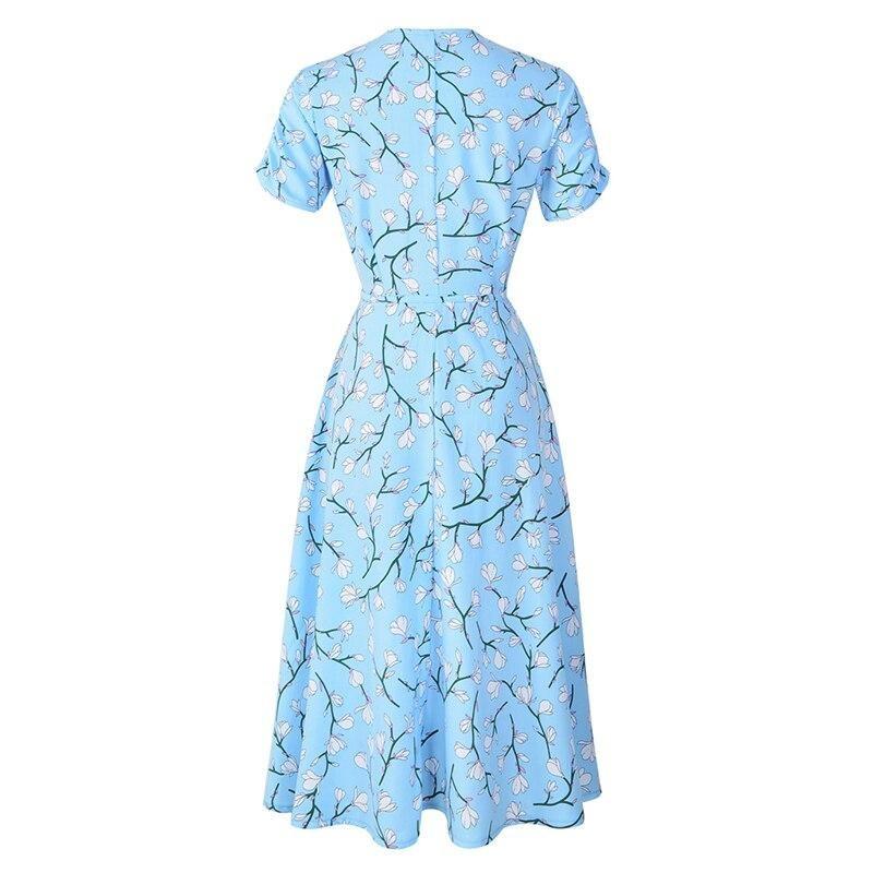 Floral 1940s Vintage Dress Blue