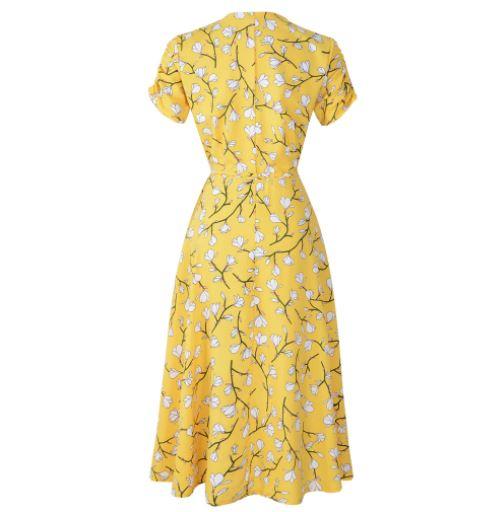 Floral 1940s Vintage Dress Yellow