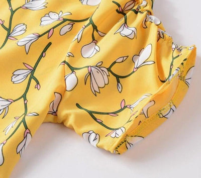 Floral 1940s Vintage Dress Yellow