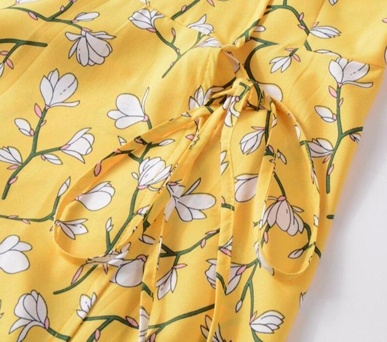 Floral 1940s Vintage Dress Yellow