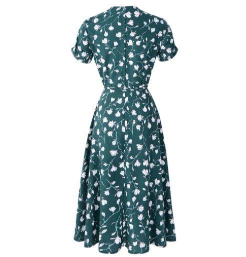Floral 1940s Vintage Dress Green