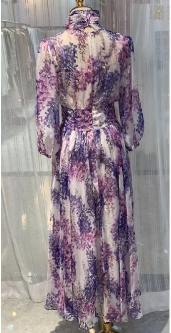 1940s Long Lavender Vintage Dress