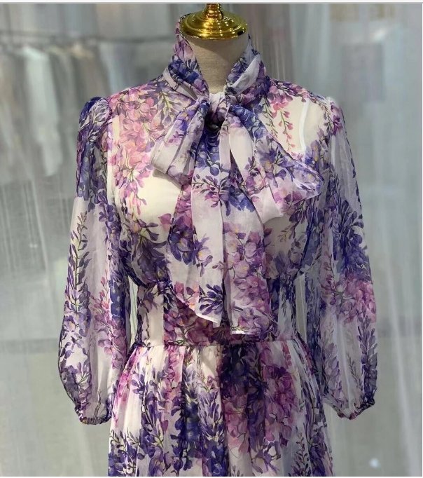 1940s Long Lavender Vintage Dress