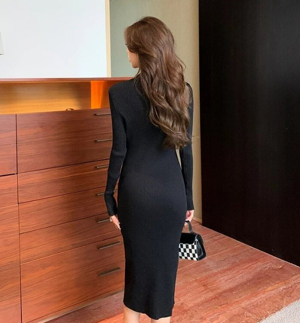 Vintage 1940s Black Bodycon Dress