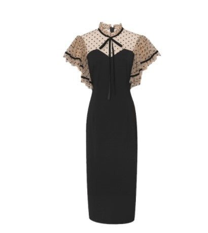 Vintage 1940s Black High Waisted Dress