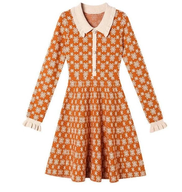 Vintage 40s Old School Orange Dress