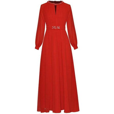 Red High Waist 1940s Vintage Dress