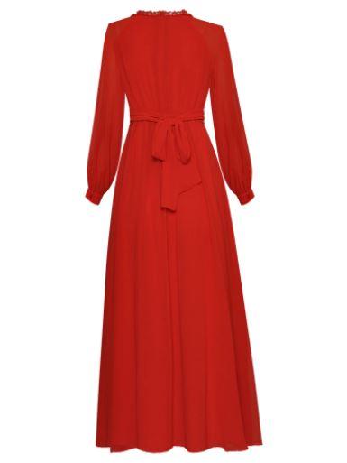 Red High Waist 1940s Vintage Dress