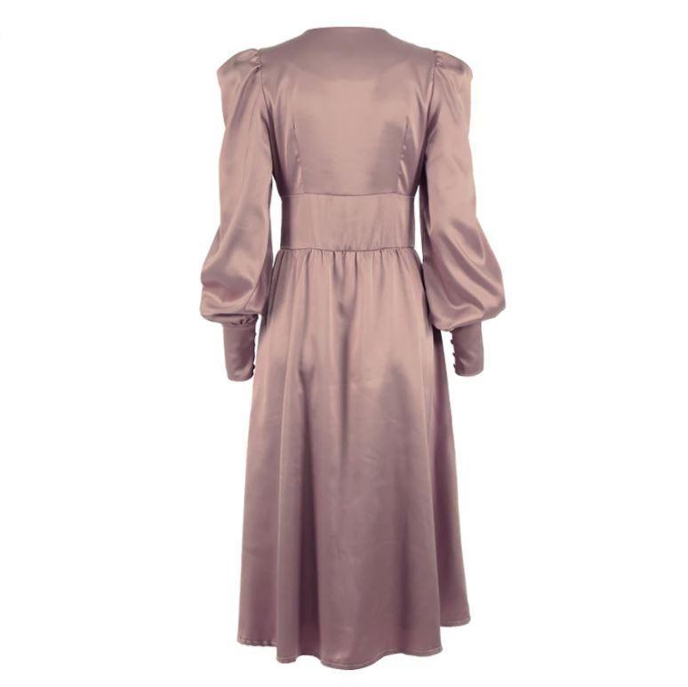 Brown Satin 1940s Vintage Dress