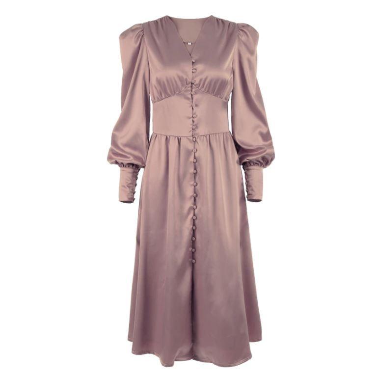 Brown Satin 1940s Vintage Dress