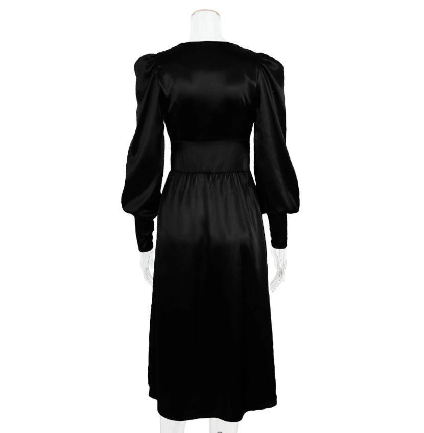 Black Satin 1940s Vintage Dress