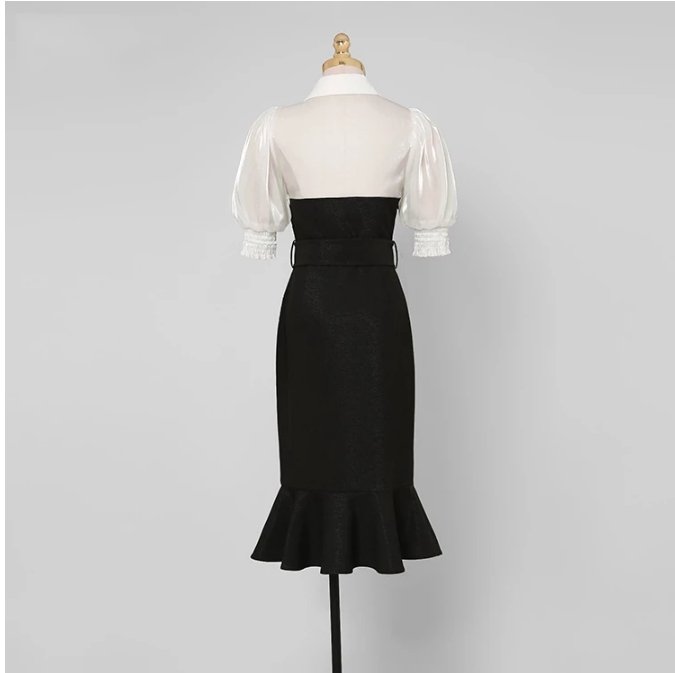 Black High Waist 1940s Vintage Dress