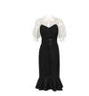 Black High Waist 1940s Vintage Dress