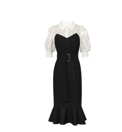 Black High Waist 1940s Vintage Dress