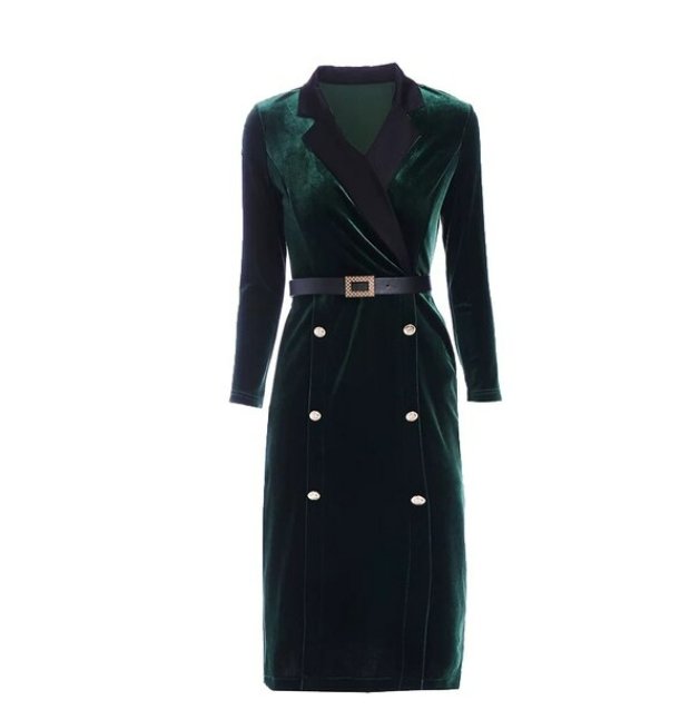 Green Velvet 1940s Vintage Dress