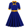 Blue Yellow Autumn Vintage Dress