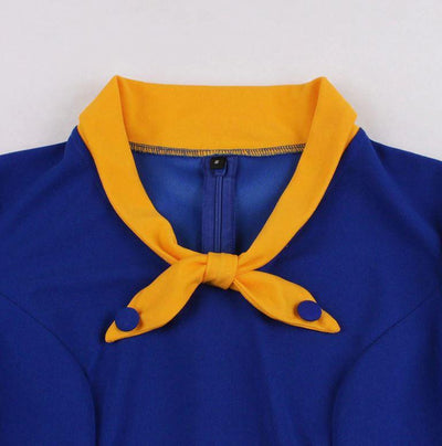 Blue Yellow Autumn Vintage Dress